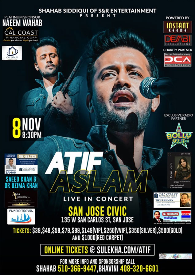 Atif Aslam Live in Concert Bay area San Francisco Bay Area nowrunning
